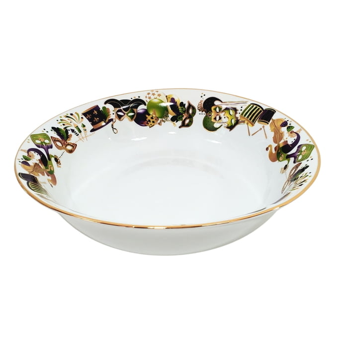 13" All Things Mardi Gras Serving Bowl