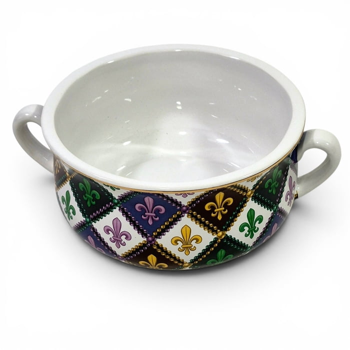 New!! FDL Criss Cross Design Double Handled Gumbo Bowl