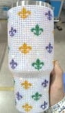 NEW!! Beaded 40 OZ Drinking Cup with Fleur de Lis