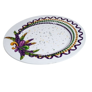 100% Melamine Bead and Feathers Design Plate 11"D (Fall 2026 shipping)