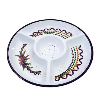 100% Melamine Beads and Feather Design Chip and Dip 13.5"