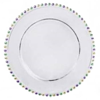 NEW!! 13" Clear Beaded Charger Plate w PGG Beads
