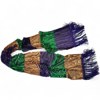 Sequin Mardi Gras Scarf w Fringe 1