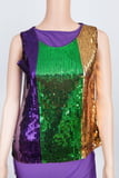 Vertical Stripe Mardi Gras Top M