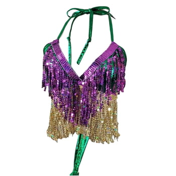PGG SEQUIN HALTER TOP W FRINGE
