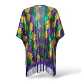 PGG Harlequin Sequin Wrap w Fringe