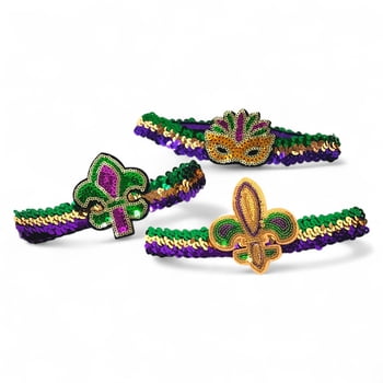 3 Assorted Stretch Sequin Headbands