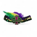 Mardi Gras Stretch Headband w Feathers and FDL