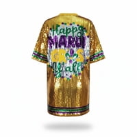 Gold Sequin Mardi Gras Sequin Dress w R