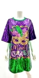 NEW!! Purple Sequin T Shirt Dress w Mask Motif OS