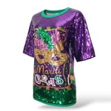NEW!! Purple Sequin T Shirt Dress w Mask Motif OS