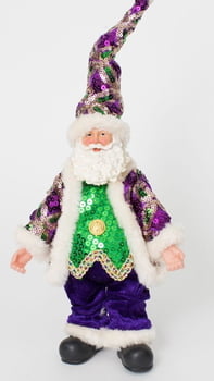 9" Standing Hanging Purple Dazzle Santa