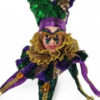 12" Mardi Gras Hanging Jester Head Ornament