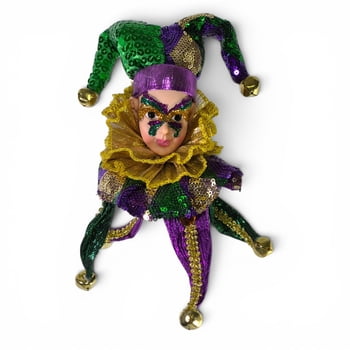 12" Mardi Gras Hanging Jester Head Ornament