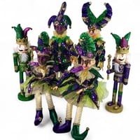 17" Sitting Mardi Gras Jester w Harlequin Fabric