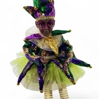 17" Sitting Mardi Gras Jester in Harlequin Clothes