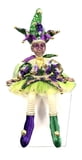 17" Sitting Mardi Gras Jester in Harlequin Clothes