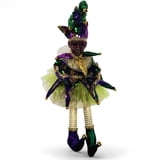 17" Sitting Mardi Gras Jester in Harlequin Clothes