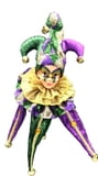 22" Mardi Gras Hanging Head Ornament in Harlequin Clothes