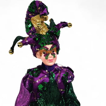 NEW!!18" Hanging Flexible Jester w Harlequin Fabric