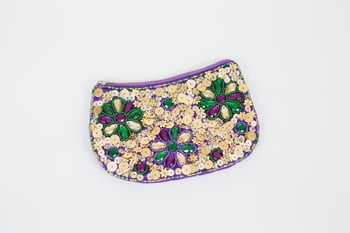 Sequin Gold/Purple Flower Evening Bag