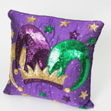 14" x 14" Purple Pillow w Jester Crown