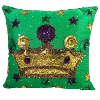 14" x 14" Green Pillow w Queen Crown