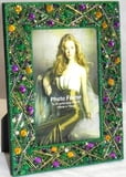 4" X 6" Green Jeweled Criss Cross Frame