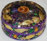 4" Round Gold Leaves Box