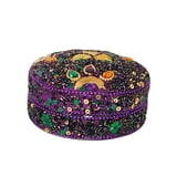 Round Purple Leaves Jeweled Box 4"