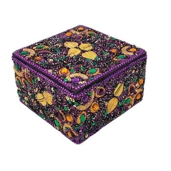 Purple Jeweled Leaves Box, 4"SQ