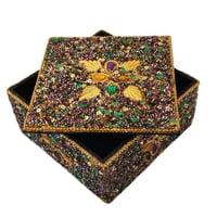 Square Gold Leaves Box 5"