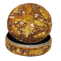 ALL Gold Leaves Round Box 4"