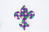 6" x 8" Purple Green Gold Harlequin Fleur de Lis