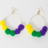 3" Pom Pom Hoop Earrings