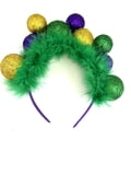 8" Feather and Ball Headband Green Feathers