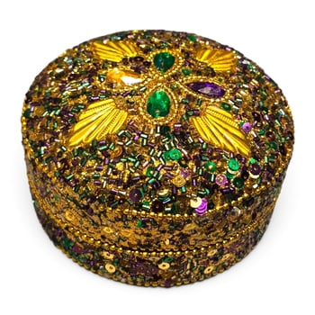 Gold Teardrop Round Box 4"