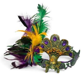 Purple Half Mask w PGG Jewels Feathers