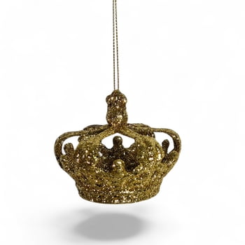 New!! 2.5"x2.75" Gold Glitter Crown Ornament/ Decoration