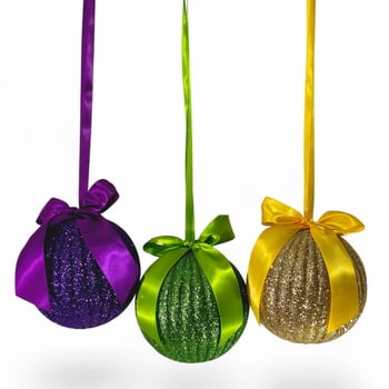 New!! 6"Assorted Glitter Balls w Hanging Ribbon Tie&nbsp;