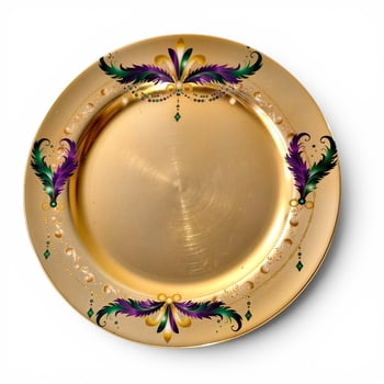 New!! 13" Gold Charger Plate w Feather Design (Fall 2026 shipping)