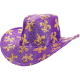15.25"L X 4" Crown Purple Cowboy Hat w Gold FDL