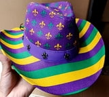NEW!!! PGG Stripe Cowboy Hat w Fleur De Lis