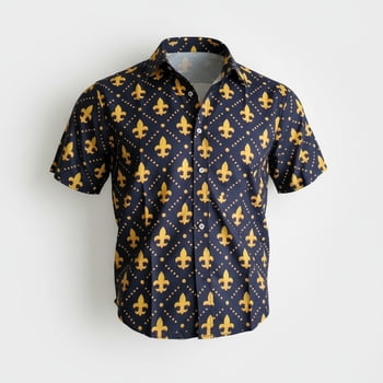NEW!! Men's Black Shirt w Gold Fleur de Lis