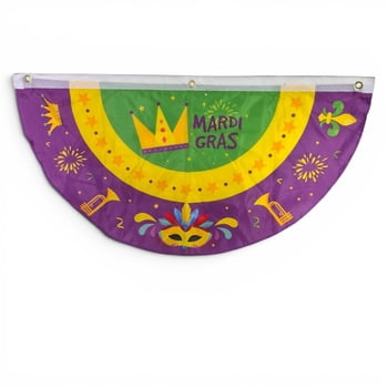 New!! Mardi Gras Bunting w Feather Mask (Fall 2026 shipping)
