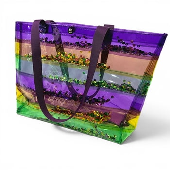 New!! 18"x12" Clear PGG Stripes w Sequins Bag
