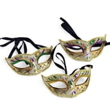 NEW!! 3 Assorted Masks 7" x 2.5" w PGG Glitter