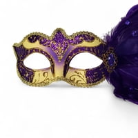 NEW!! 12" x 3" Purple Eye Mask w Purple Feathers