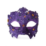 NEW!! 12" X 9" Purple Half Mask w PGG Jewels