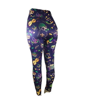 Black Mardi Gras Leggins w Musical Theme OS SMALL/MED